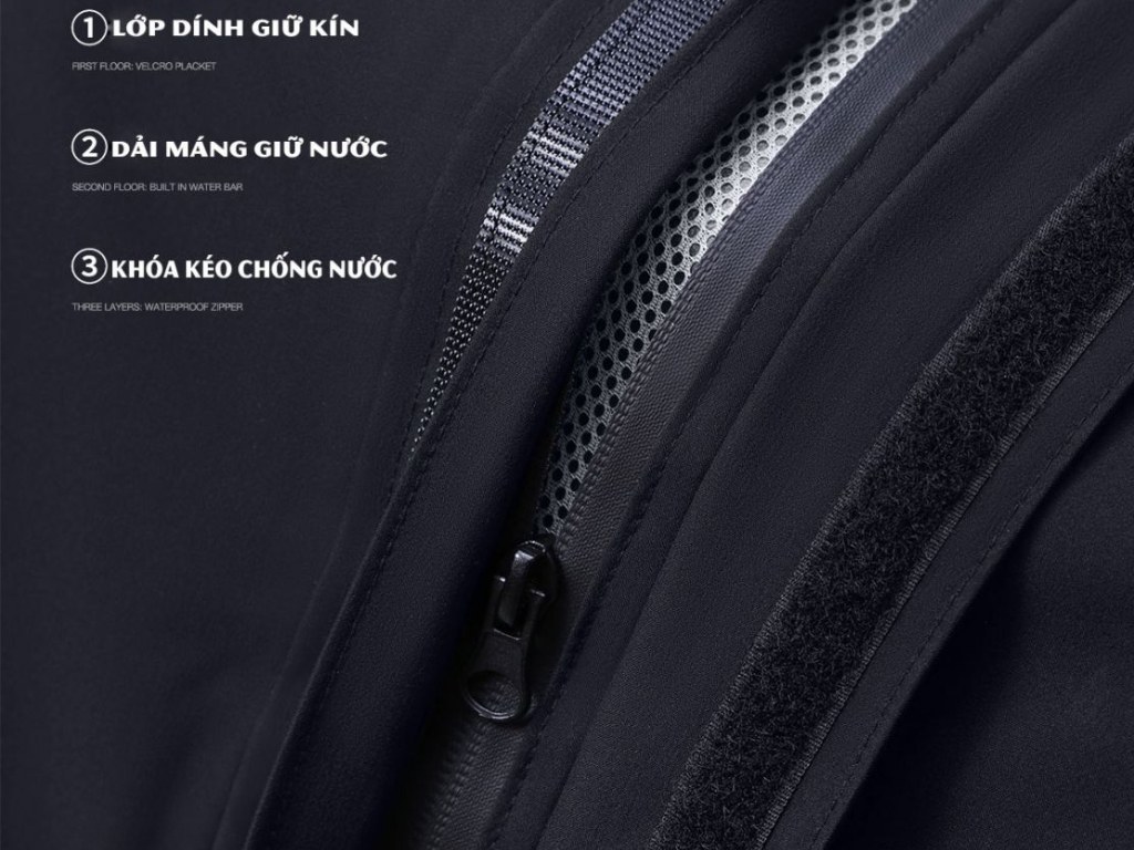 Khóa kéo áo mưa có khả năng chống nước
