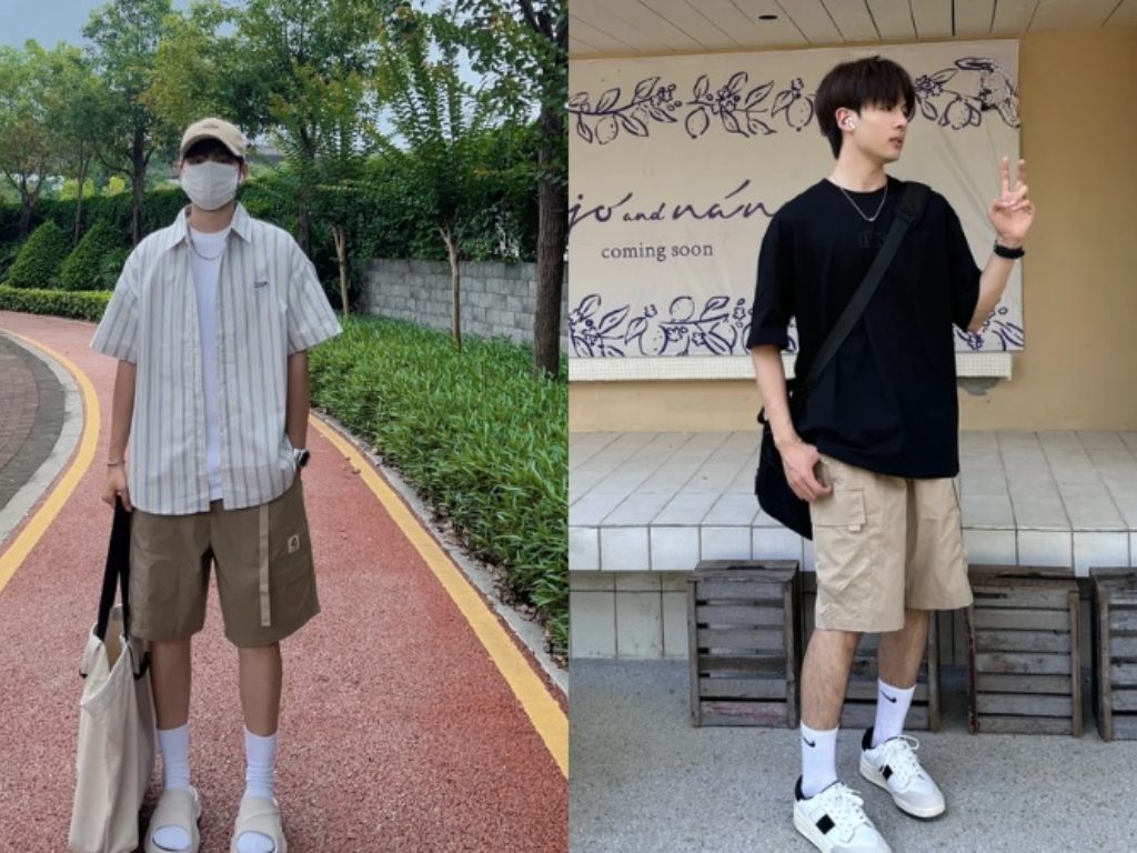T-shirt nam kết hợp với quần short mang lại phong cách trẻ trung và năng động
