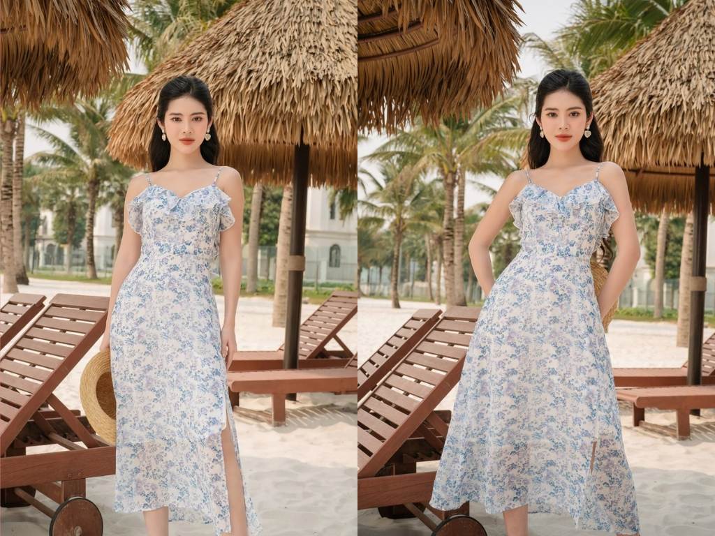 Đầm hai dây đi biển giúp tôn lên vẻ đẹp gợi cảm, quyến rũ một cách tinh tế 