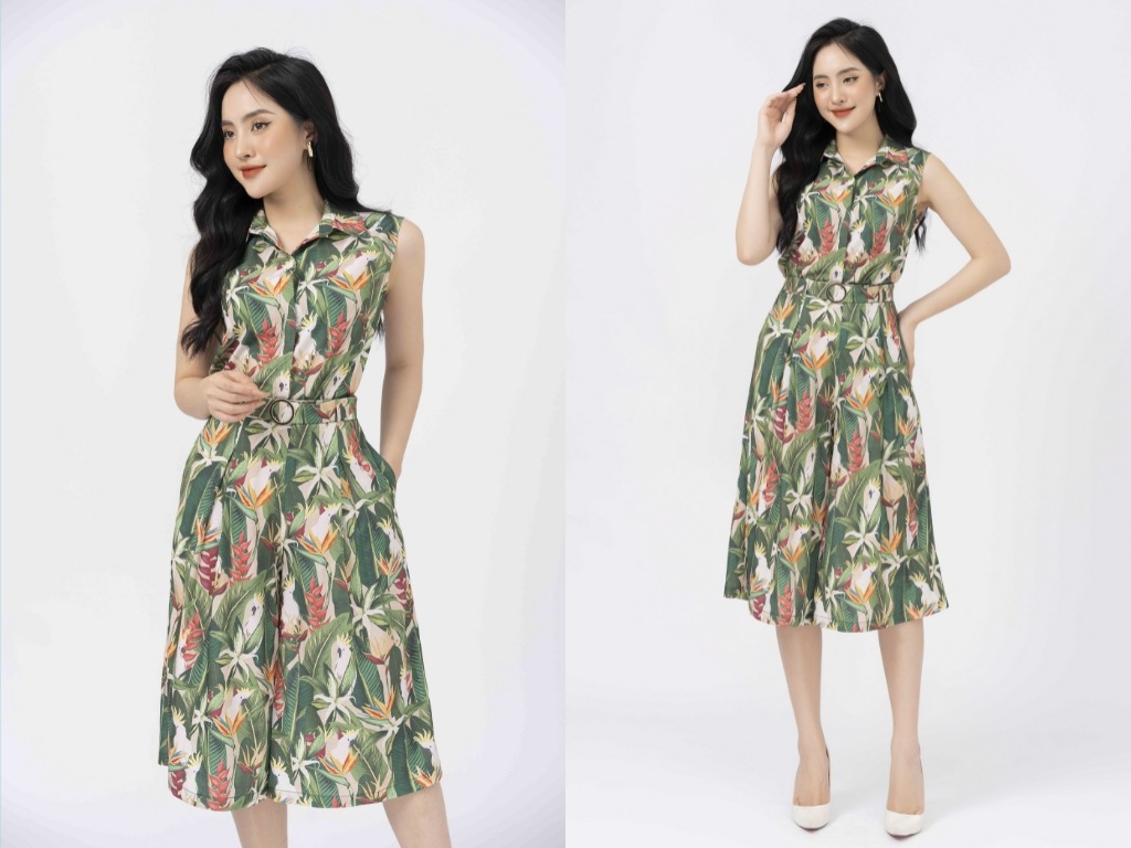Váy hoa sơ mi kết hợp giữa nét kín đáo, thanh lịch và sự phóng khoáng, tự do