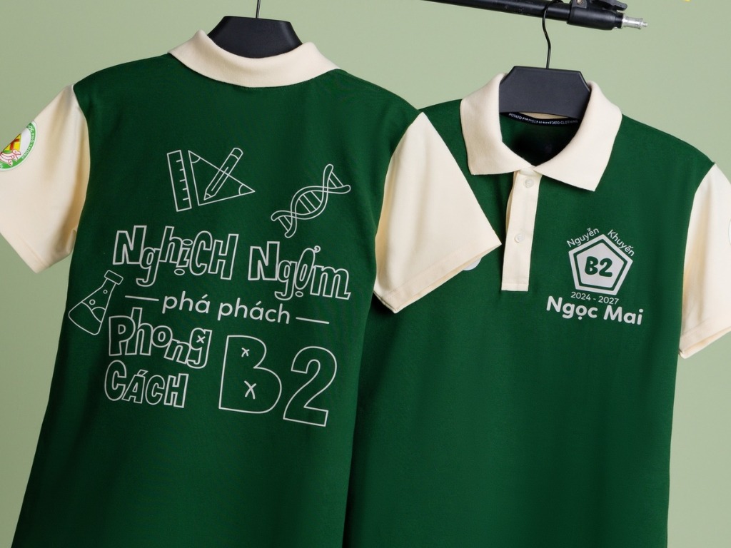 Áo lớp polo in slogan "chất lừ" của lớp