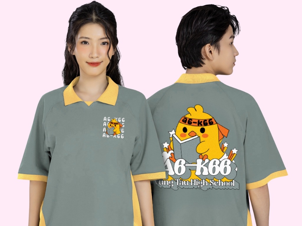 Áo lớp polo họa tiết hoạt hình mang đến sự vui tươi và đáng yêu