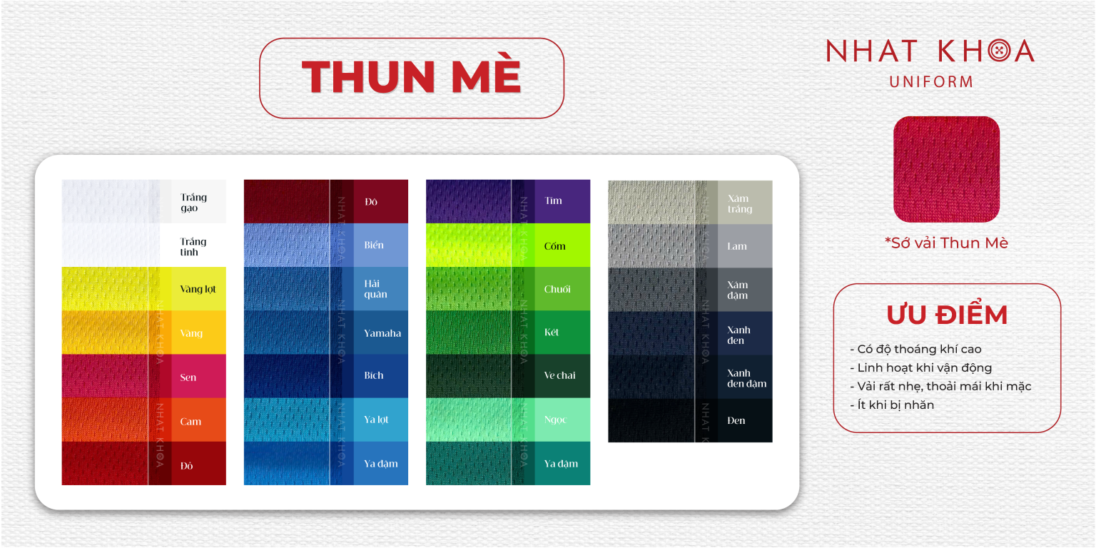 Bảng màu vải Thun Mè-01