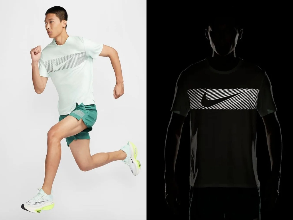 Áo chạy bộ Nike sử dụng chi tiết phản quang
