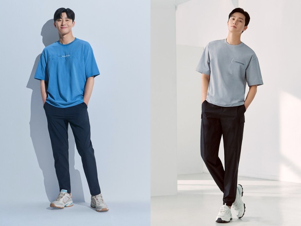 Quần jogger kết hợp cùng áo phông tạo nên phong cách năng động và thoải mái