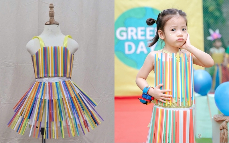 Trang phục tái chế đơn giản bằng ống hút dễ làm