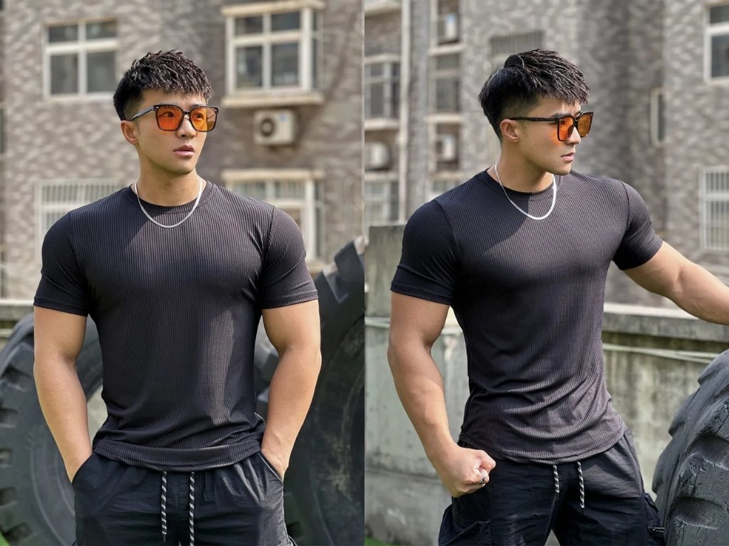 Áo thun body nam có thiết kế ôm sát cơ thể giúp khoe trọn bờ vai rộng và rắn chắc