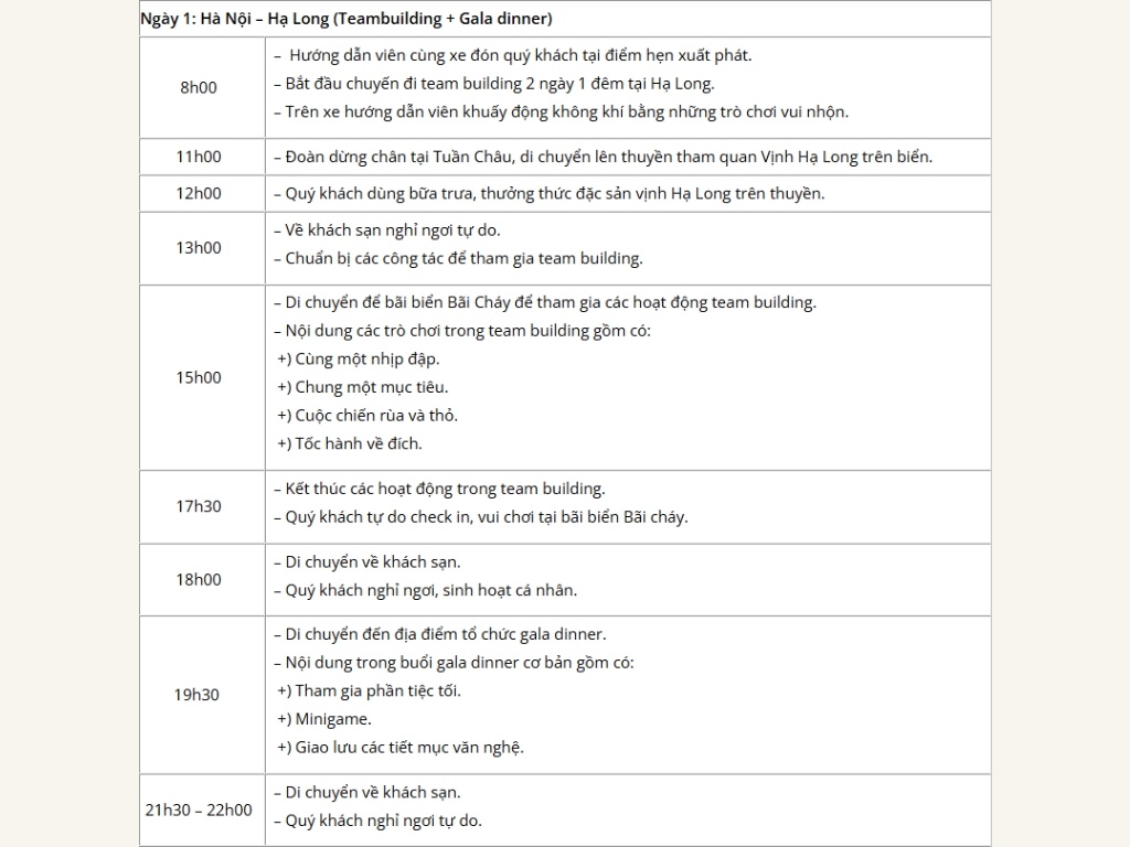 Mẫu kế hoạch tổ chức team building chi tiết