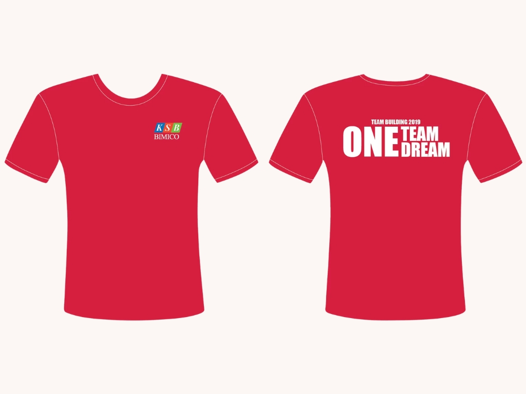 Bạn có thể kết hợp logo công ty và slogan "One Team One Dream"