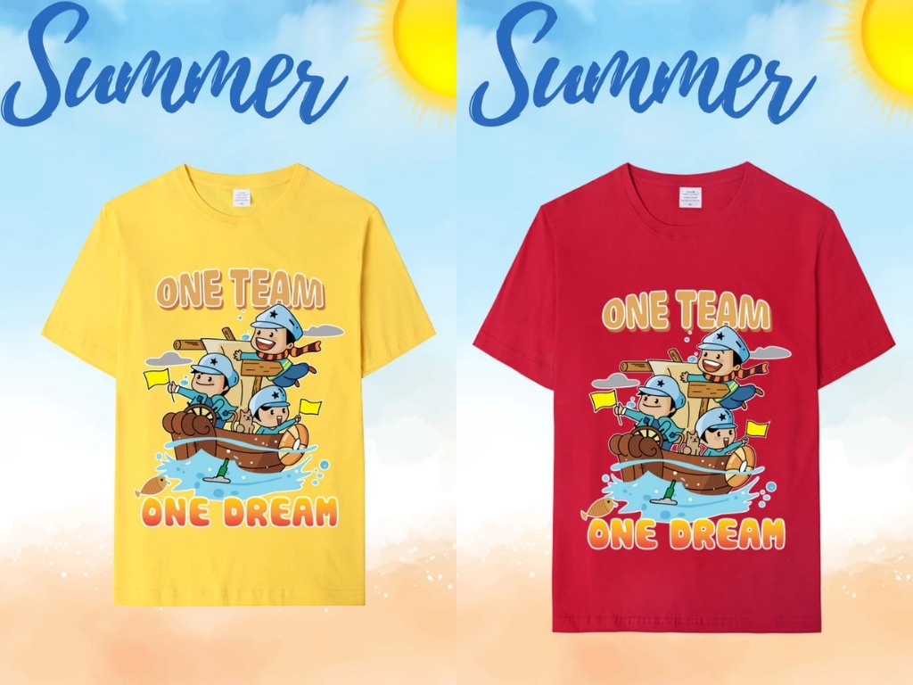 Bạn có thể thiết kế kết hợp slogan "One Team One Dream" với hình ảnh mang tính đoàn kết