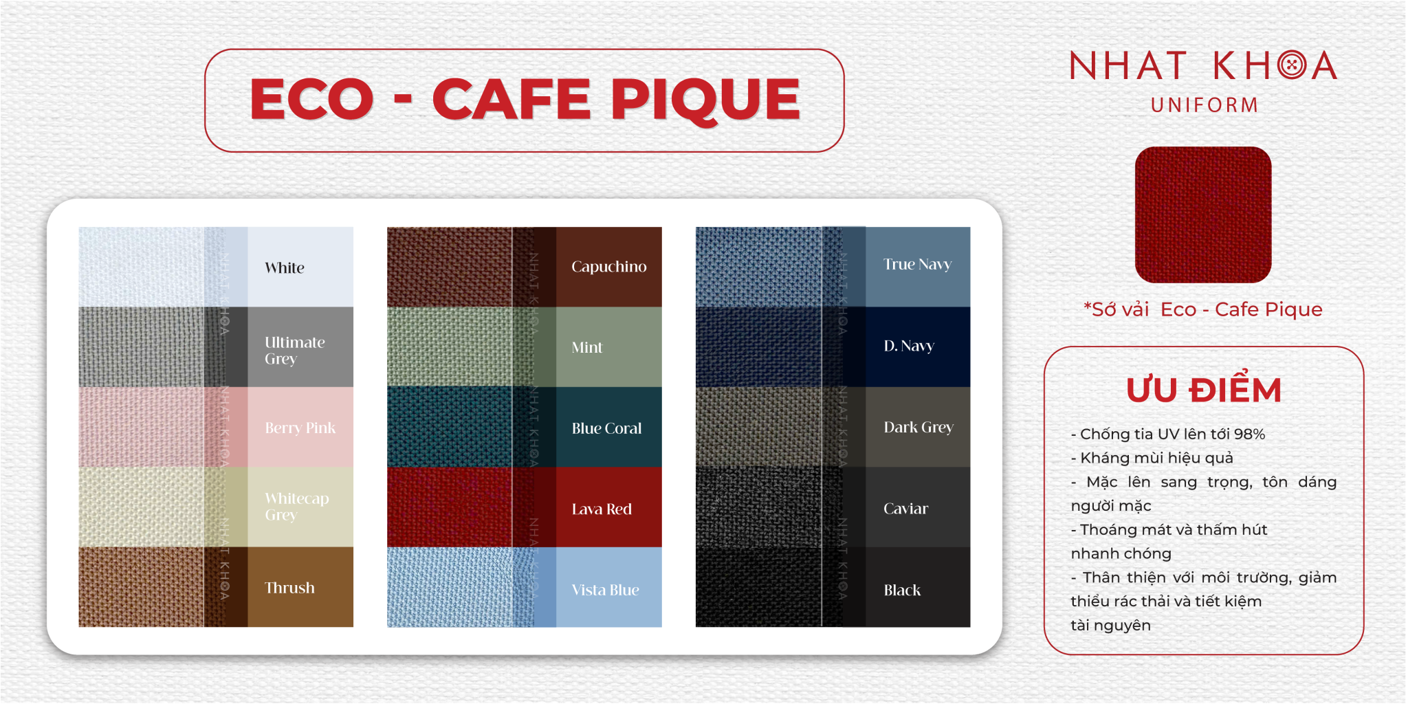 Bảng màu vải Eco - Cafe Pique-01