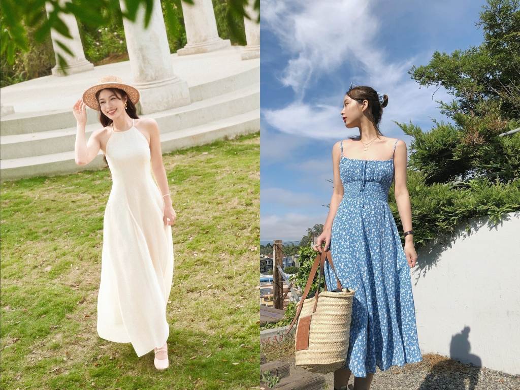 Váy hai dây là mẫu váy đẹp đi du lịch mùa hè
