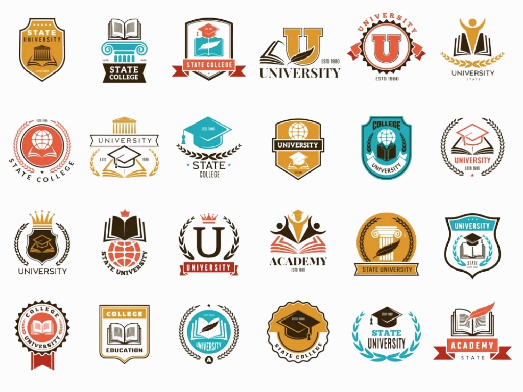 Các mẫu logo trường học đẹp phong cách huy hiệu