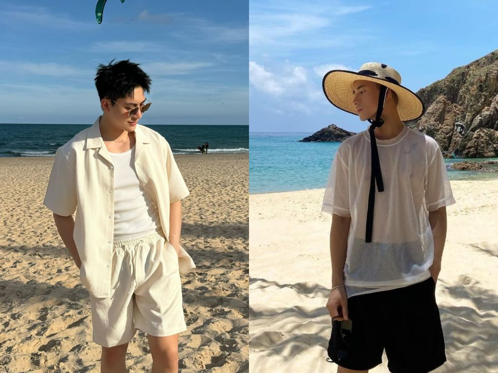 Kính râm hay mũ cối là những phụ kiện để giúp hoàn thiện set đồ đi biển cho nam