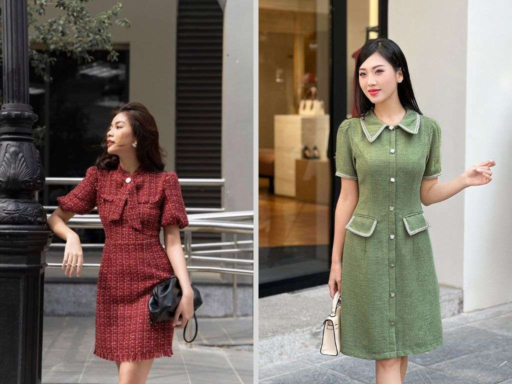 Đầm dạ tweed luôn là biểu tượng của sự sang trọng