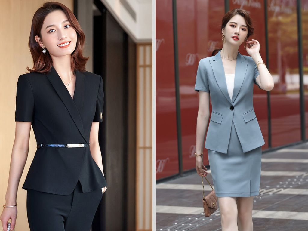 Váy vest nữ công sở cài kín cúc sẽ tạo nên một tổng thể nghiêm túc