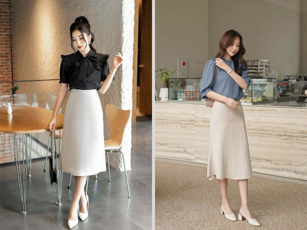 Bạn nên chọn chân váy chữ A có độ co giãn tốt