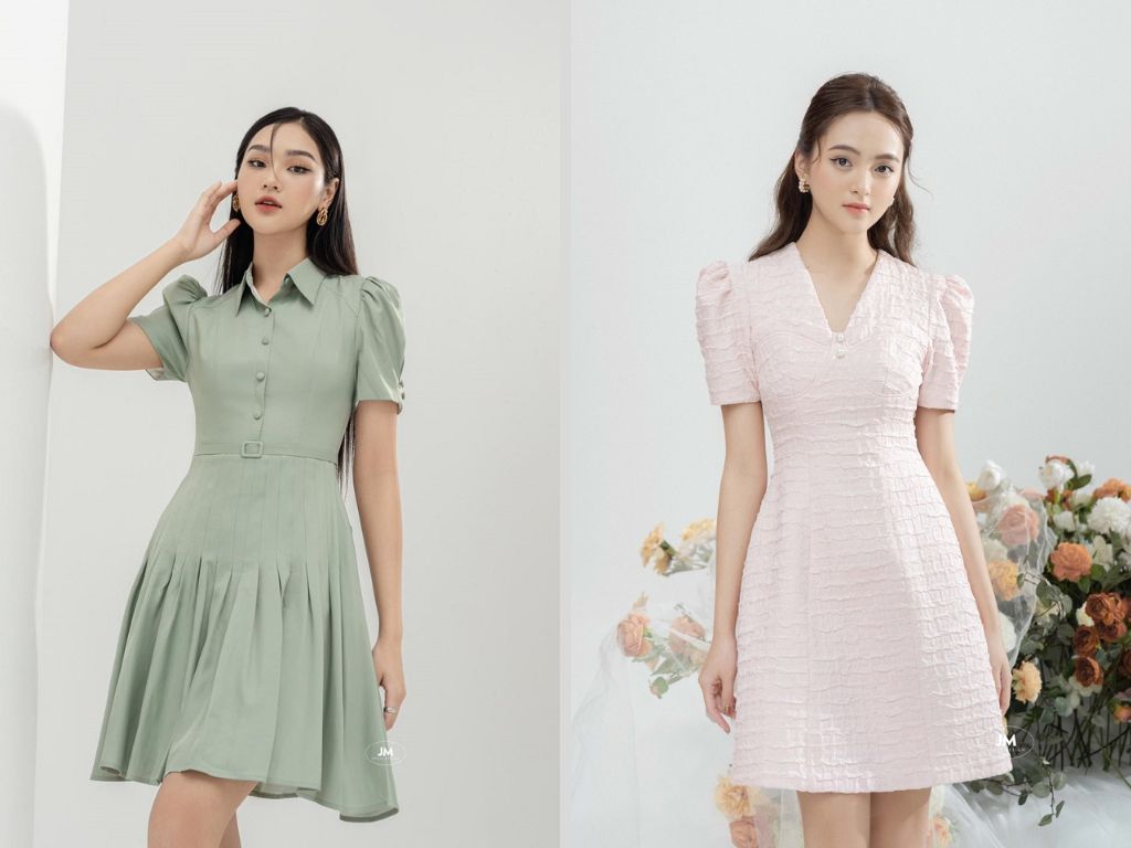 Váy có thắt lưng hoặc chiết eo sẽ giúp định hình vóc dáng