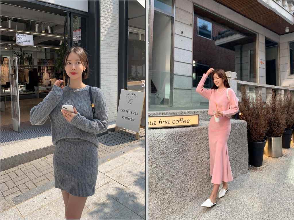 Sự kết hợp giữa chân váy chữ A công sở và áo len vừa giúp giữ ấm