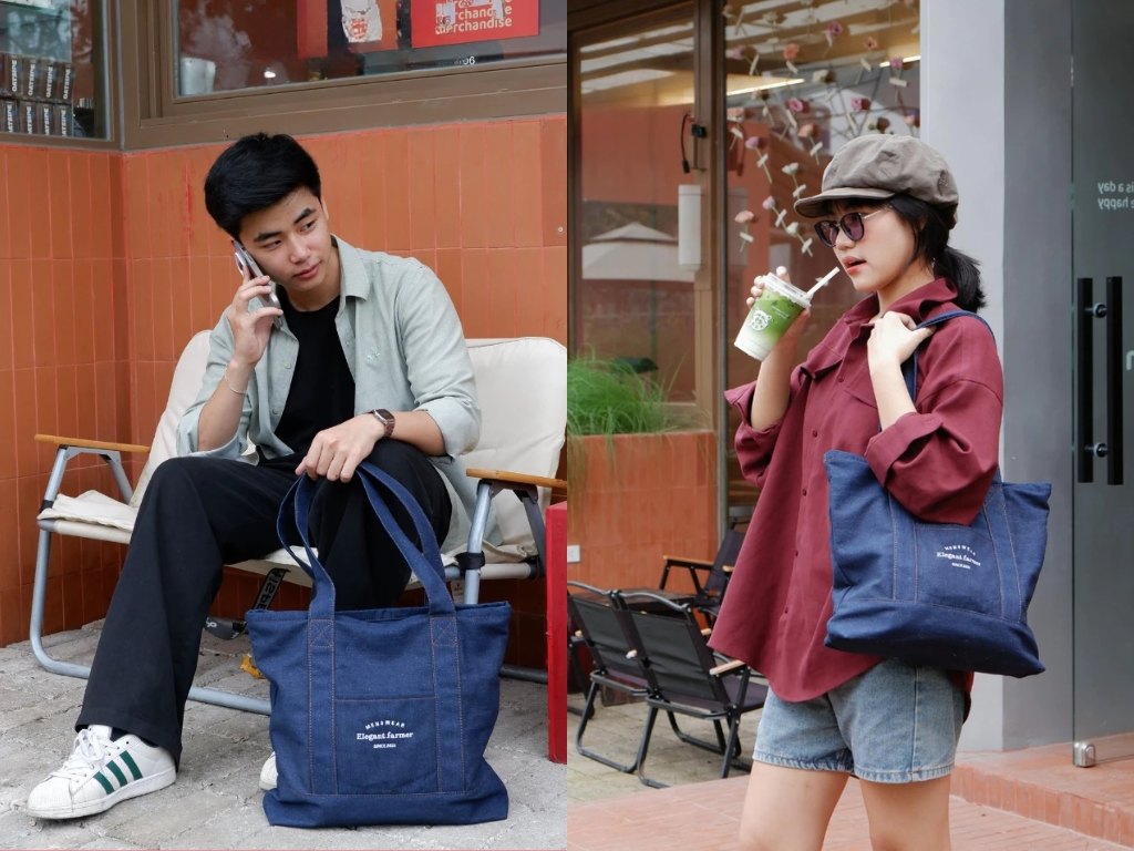 Cách phối đồ với túi tote jean phong cách năng động