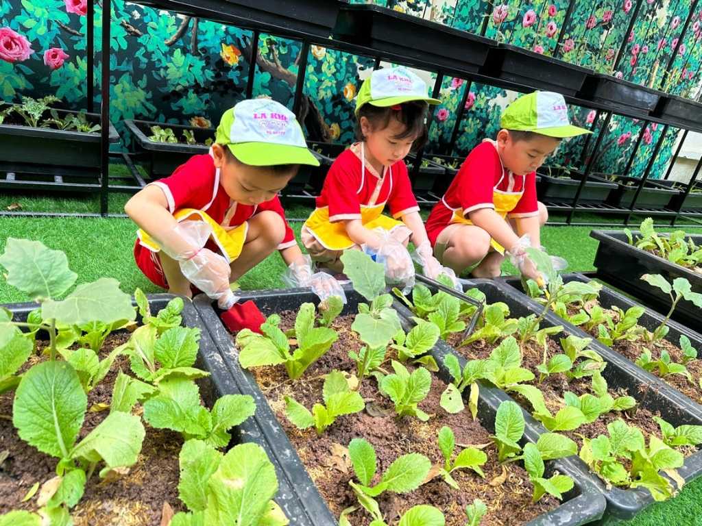 Tạp dề giúp bảo vệ quần áo trẻ khỏi vết bẩn khi tham gia hoạt động làm vườn