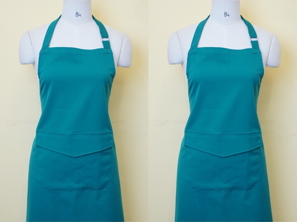 Mẫu tạp dề màu xanh ngọc mang phong cách hiện đại, trẻ trung và tươi mát