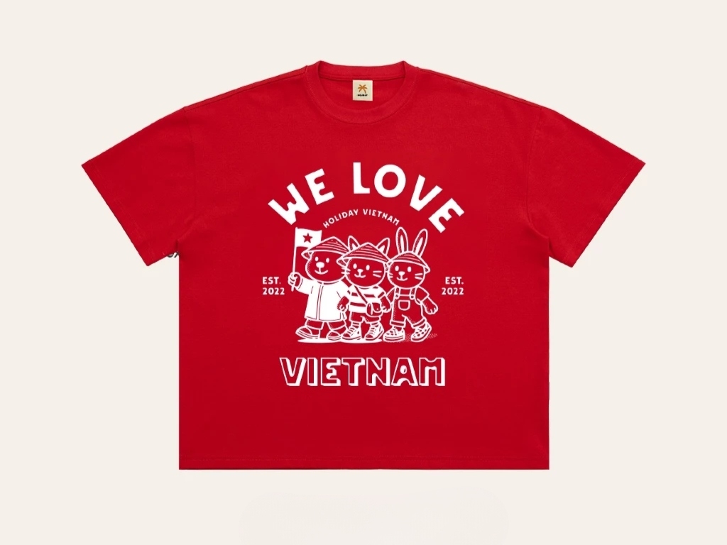 Hình lá cờ Việt Nam kết hợp với linh vật mascot