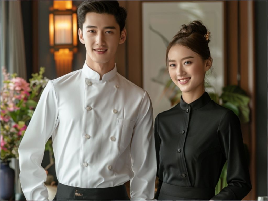 Quản lý nhà hàng mặc trang phục thể hiện sự quyền lực, chuyên nghiệp