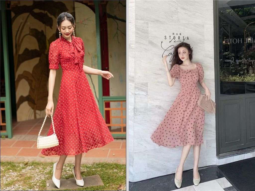 Họa tiết chấm bi mang lại vẻ đẹp hoài cổ, thanh lịch