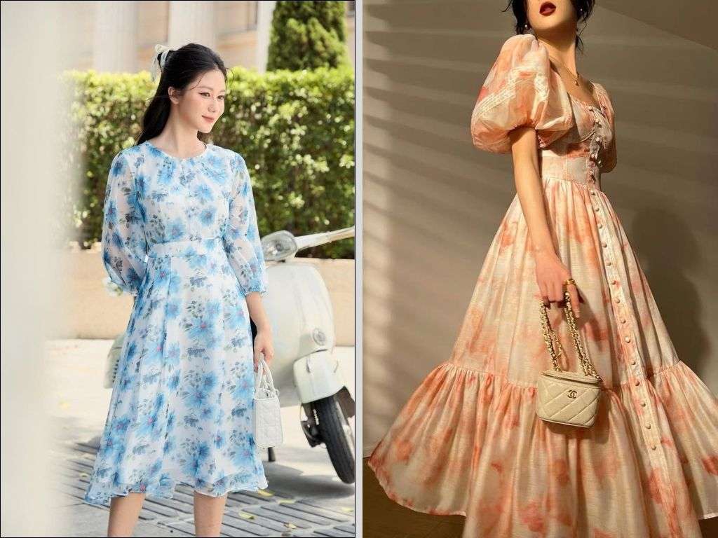 Đổi màu sắc mềm mại từ đậm sang nhạt giúp mẫu đầm voan đẹp cao cấp