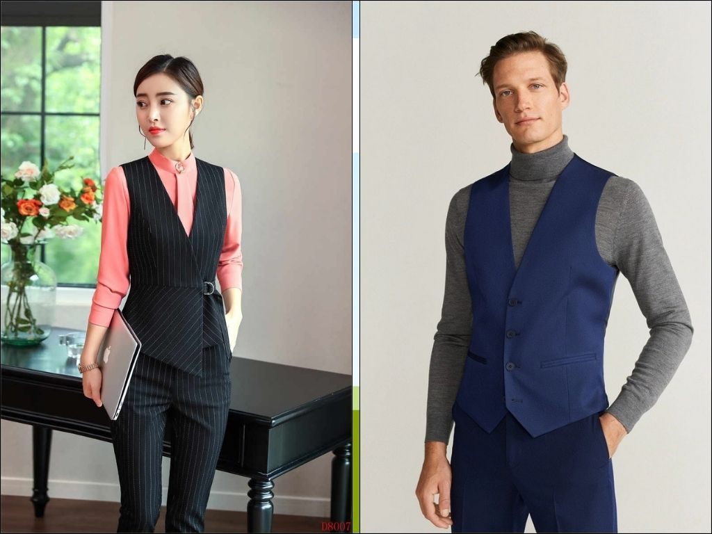 Bạn hãy thử phối áo gile với một chiếc áo thun trơn màu