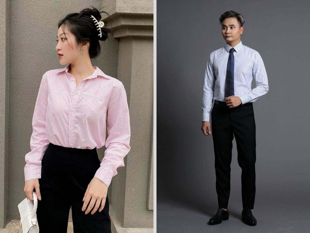 Sức hút của một chiếc mẫu áo sơ mi sọc công sở nằm ở khả năng tạo