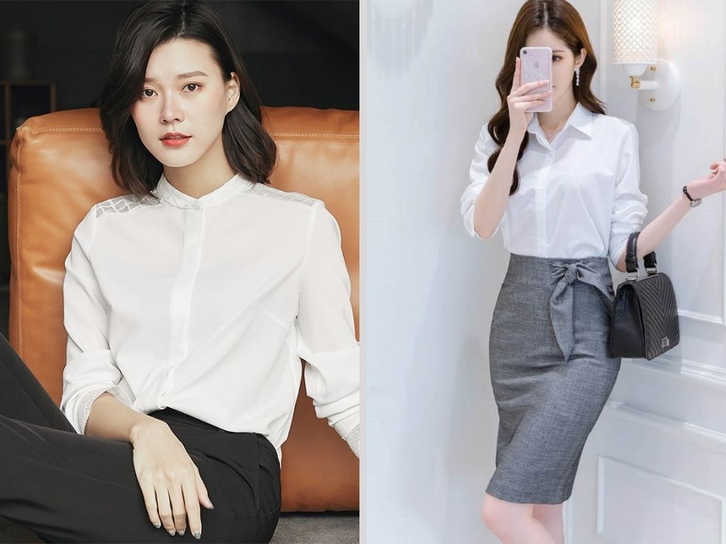 Các mẫu áo có chi tiết nơ to bản ở cổ, bèo nhún ở ngực