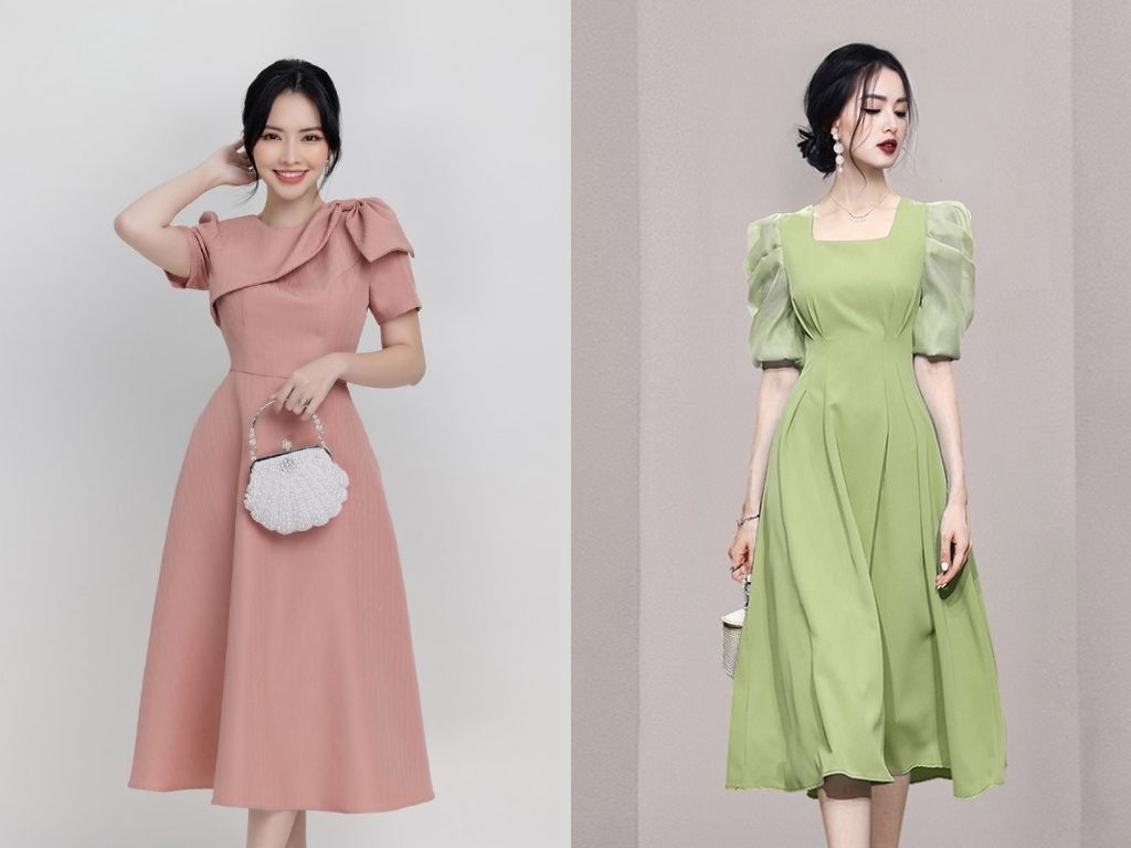 Hình ảnh đặc trưng là những chiếc đầm chữ A hoặc đầm xòe nhẹ