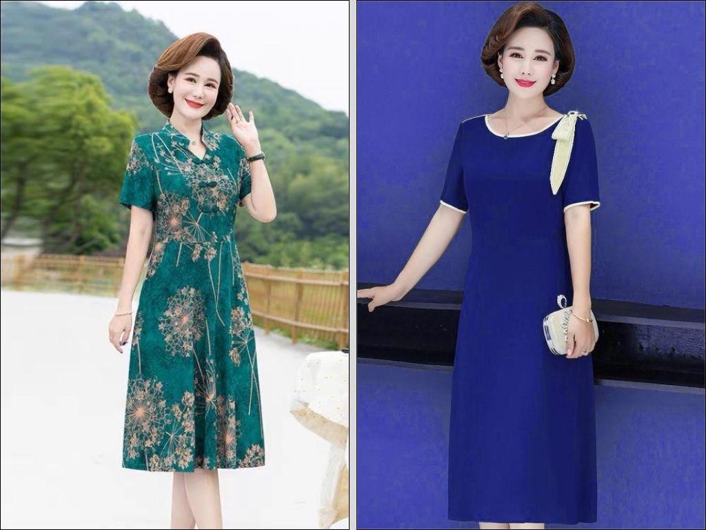 Bạn nên chọn những mẫu váy đầm trung niên cao cấp có phần tay lỡ