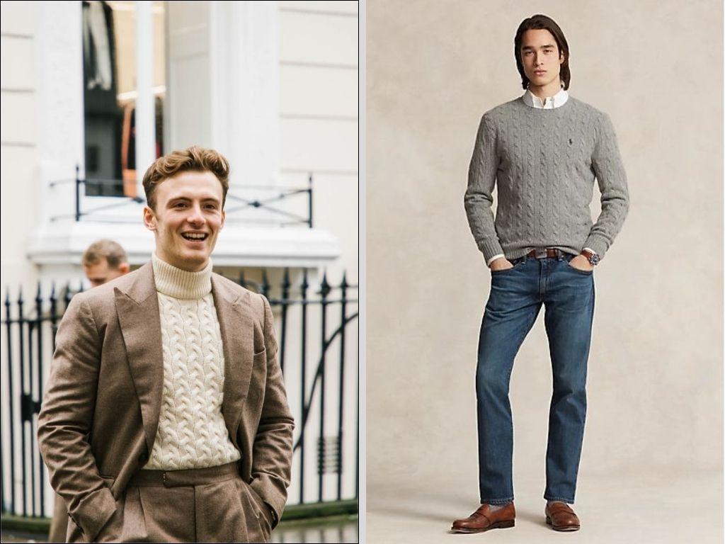 Một chiếc áo len dệt kim mỏng màu xám là lớp áo giữa hoàn hảo