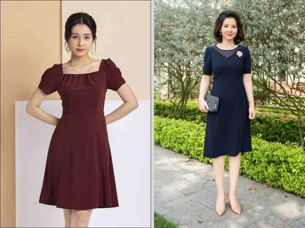 Đây là một trong những mẫu đầm trung niên cao cấp kinh điển