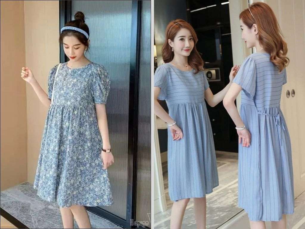 Thiết kế này có đường chiết eo ngay dưới chân ngực, giúp tạo điểm nhấn