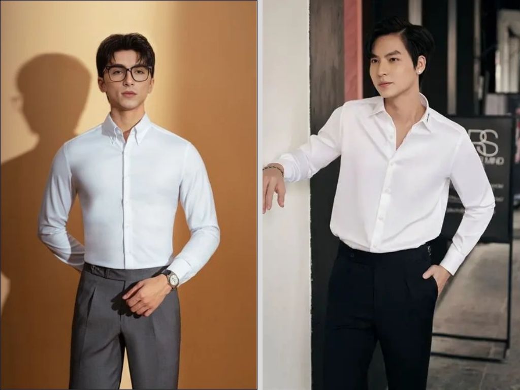 Đường may vai phải nằm ngay trên điểm cuối của xương vai