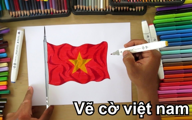 Cách vẽ lá cờ việt nam 3d