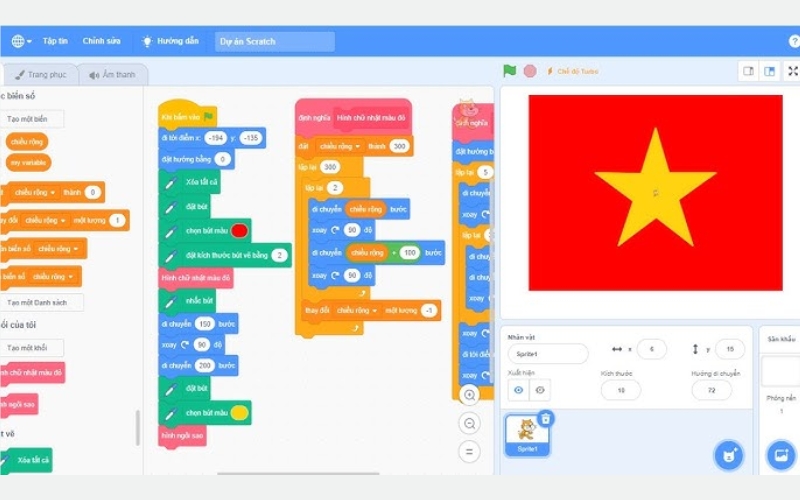 Cách vẽ lá cờ việt nam trong scratch 3.0