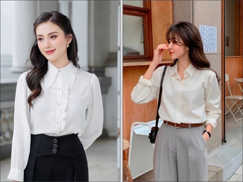 Một chiếc áo sơ mi nữ cao cấp màu trắng có thể đi cùng mọi thứ