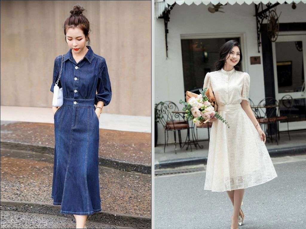 Bạn nên kết hợp váy công sở mùa thu đông với các loại Áo Khoá