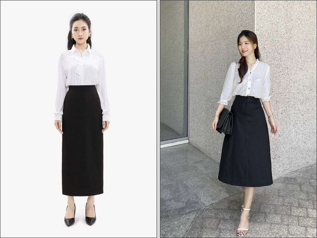 Chân váy chữ A có thiết kế ôm vừa vặn ở phần eo