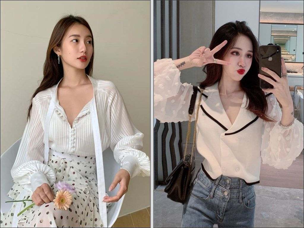 Áo blouse với chất liệu voan