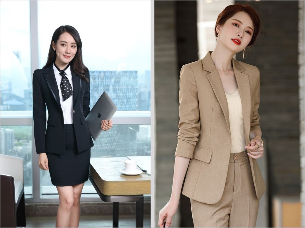 Bạn có thể phối vest với chân váy bút chì để tăng vẻ quyến rũ