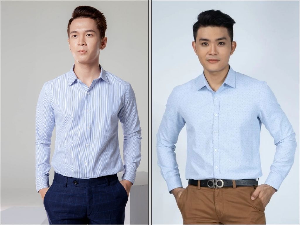 Một chiếc áo sơ mi nam công sở màu xanh nhạt có thể dễ dàng phối đồ