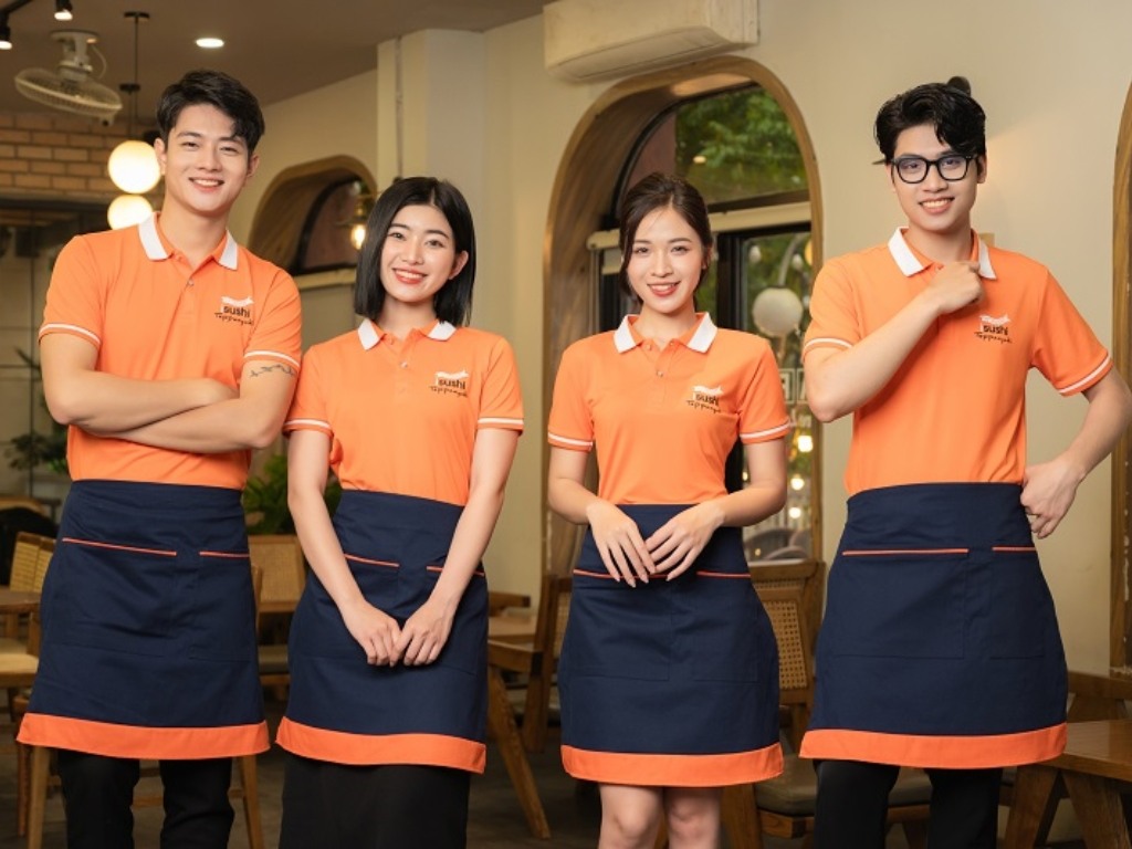 Mẫu tạp dề ngang eo cho quán cafe