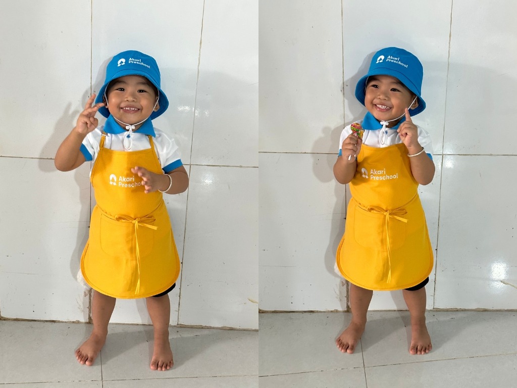 Kích thước của tạp dề cần phải vừa vặn với chiều cao của bé