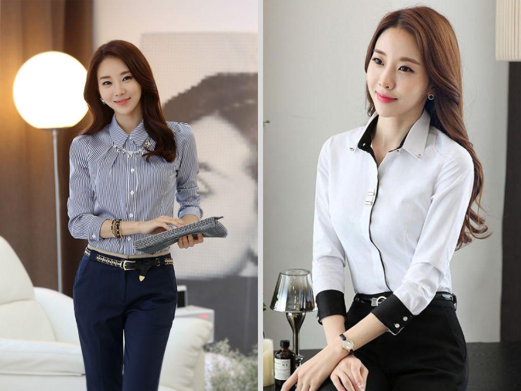 Các mẫu sơ mi kẻ sọc nhuyễn với gam màu trang nhã